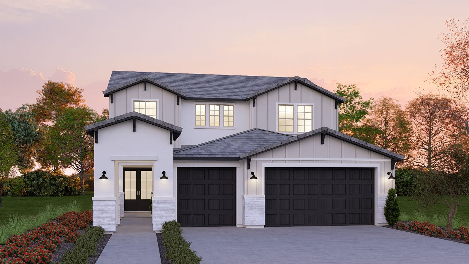 Modern Farmhouse Exterior with Portico