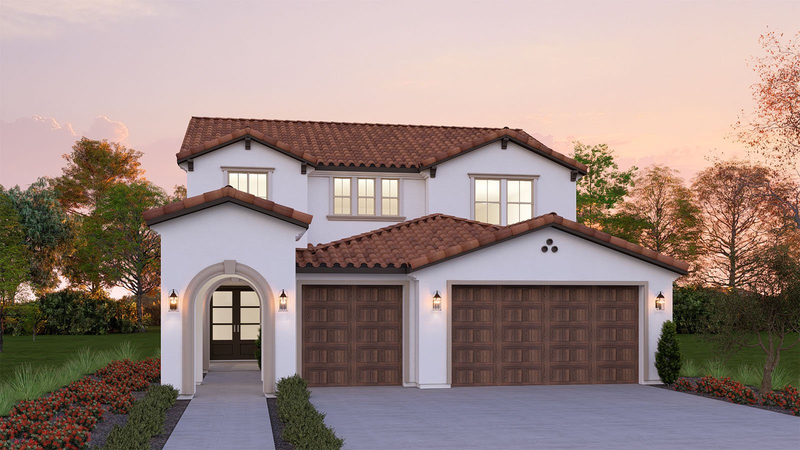 Mediterranean Exterior with Portico