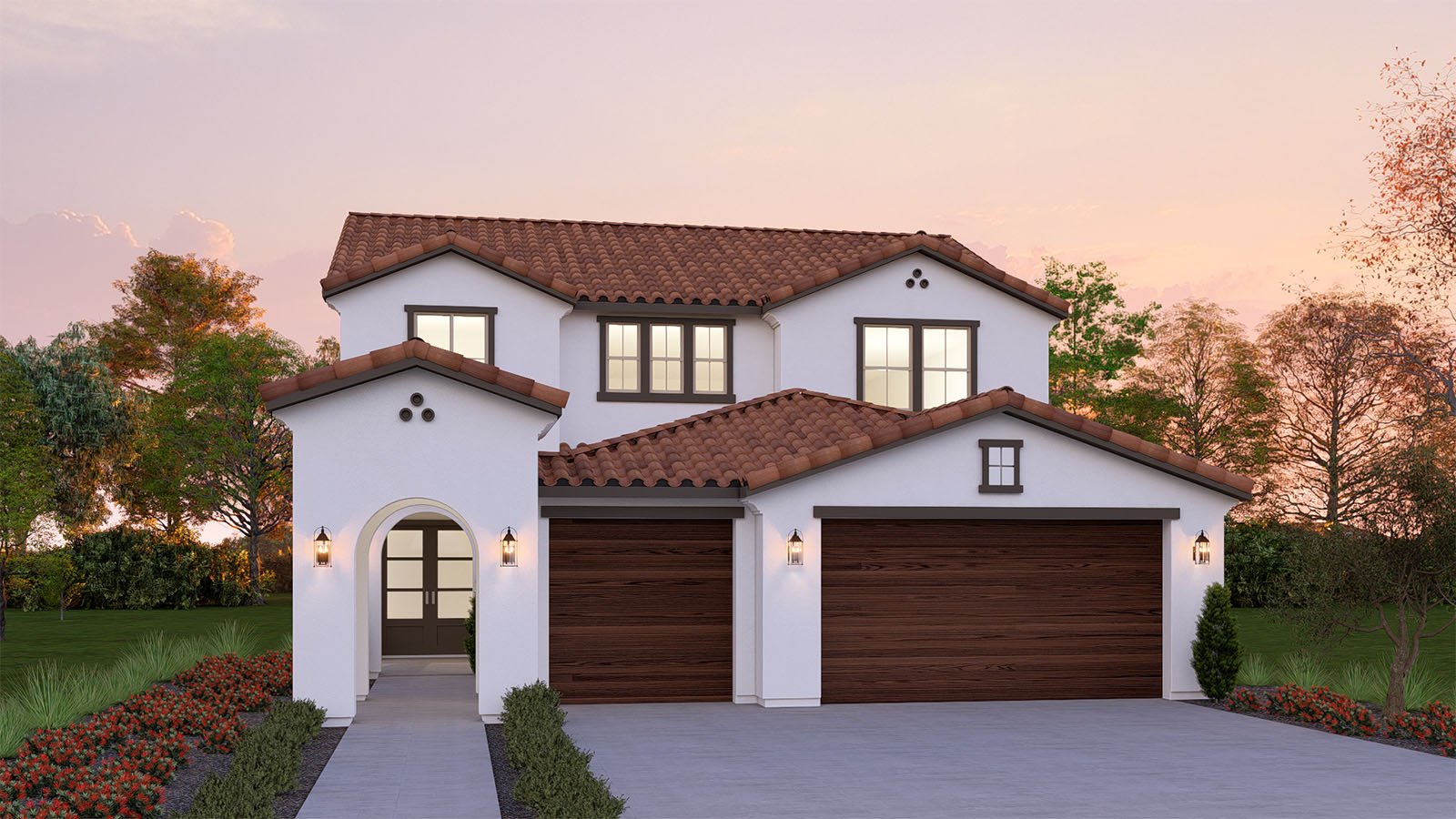Modern Spanish Exterior with Portico