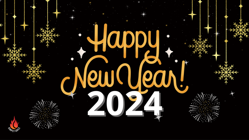 Blue, Orange, White Simple Happy New Year Facebook Event Cover