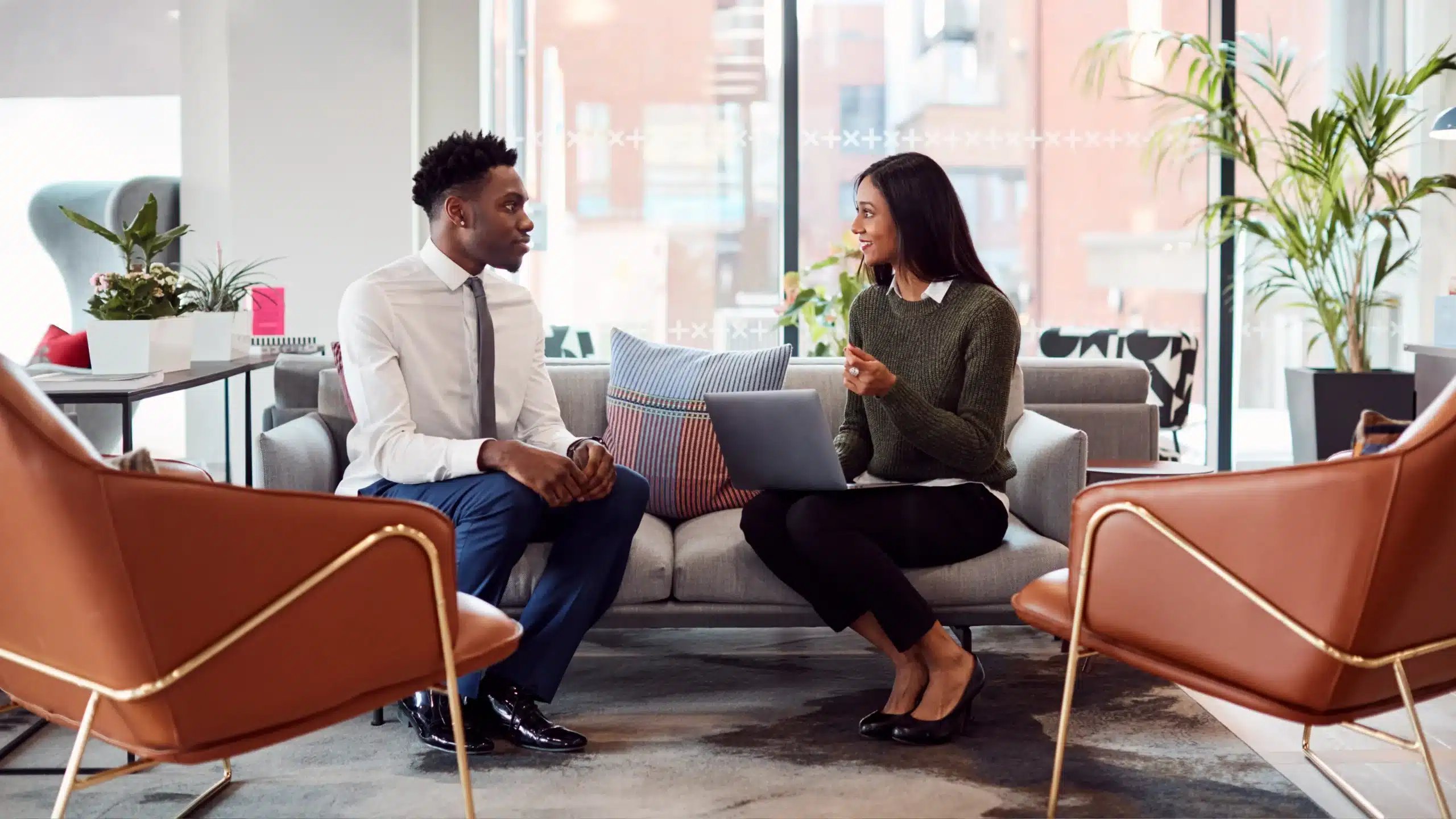 Man having an interview and building rapport