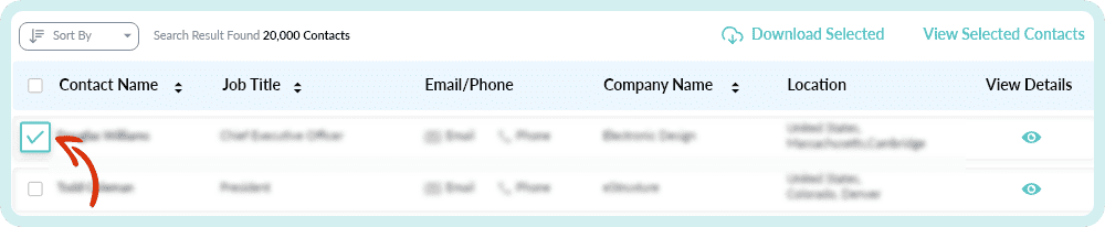 Selected contacts