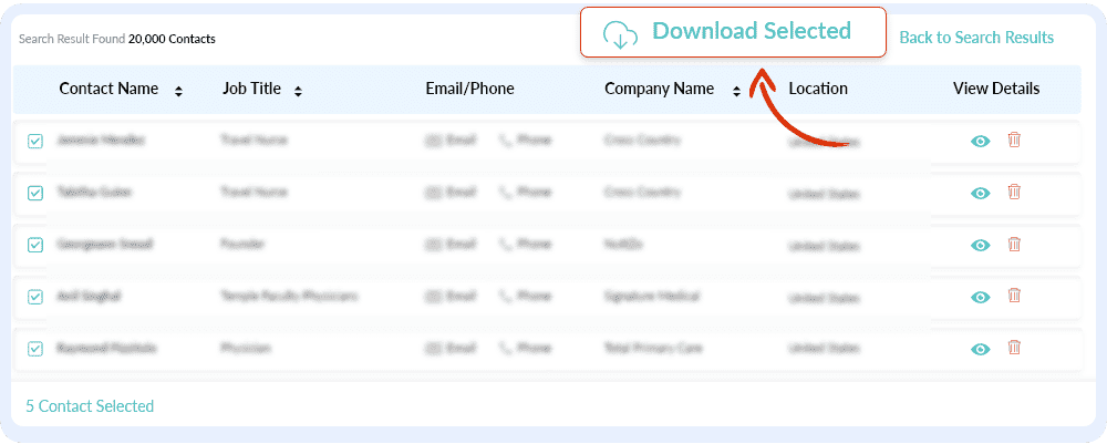 Download Selected Contacts