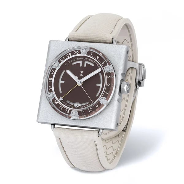 E.C. Andersson Timepod Burnt Umber with rubber strap