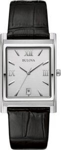 Bulova Classic Silver Dial Black Leather