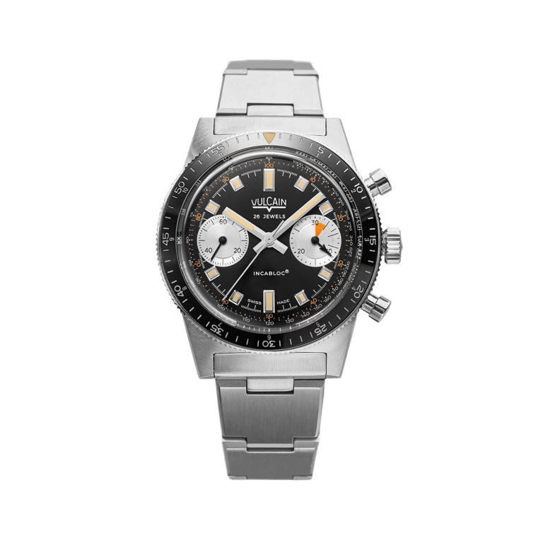 Vulcain Skindiver Chronograph Black on stainless steel bracelet