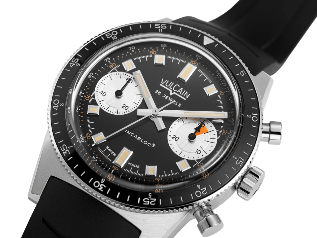 Vulcain Skindiver Chronograph Black ceramic bezel and dual timing scales