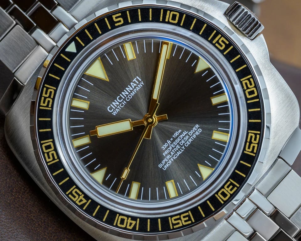Cincinnati Watch Company Desk Diver Professional Black & Gold dial