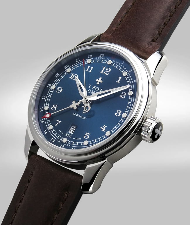 Detroit Watch Co. 1701 Pontchartrain Blue GMT bezel