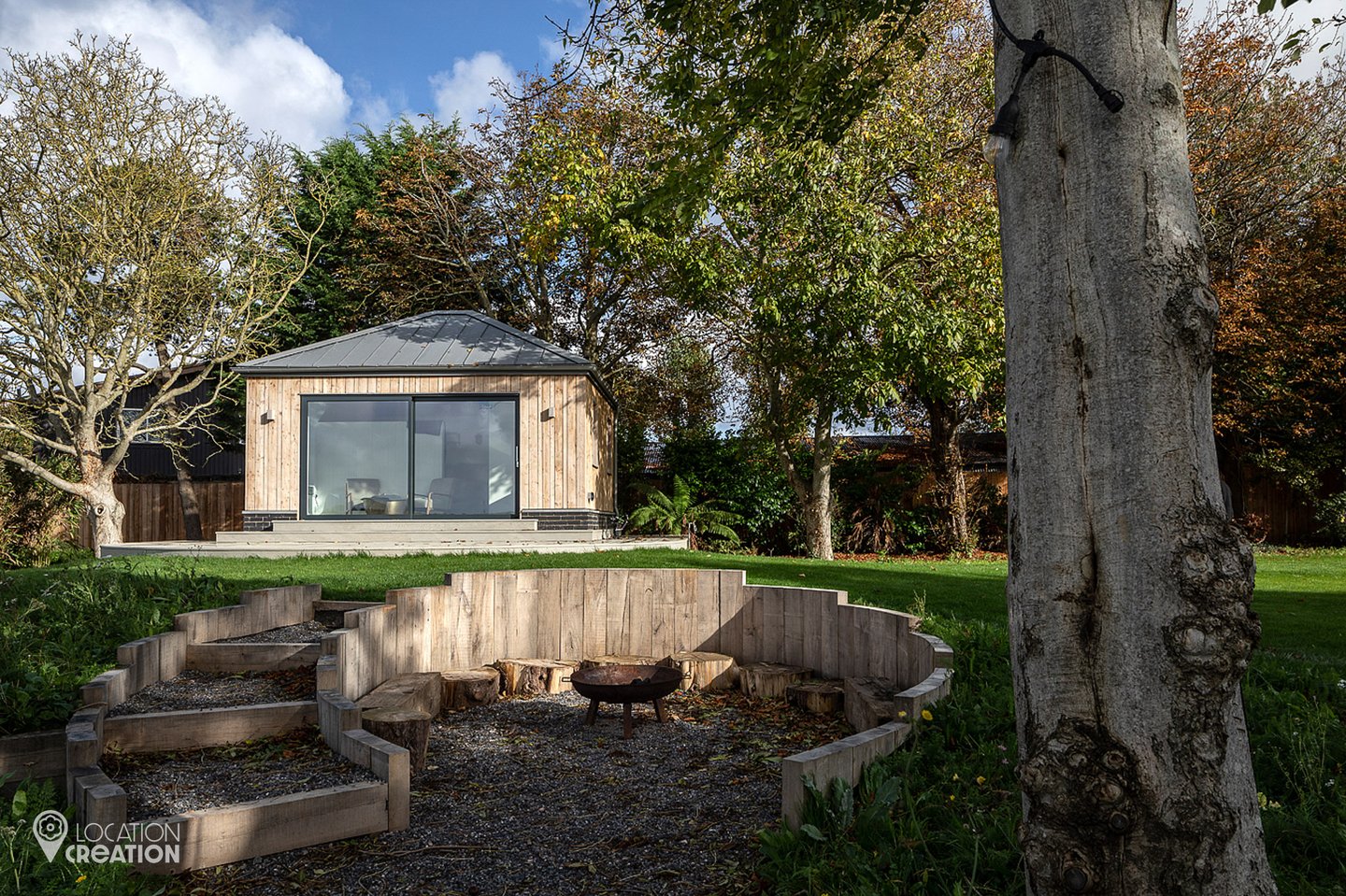 Location Creation Orchard House Fire Pit And Summer House