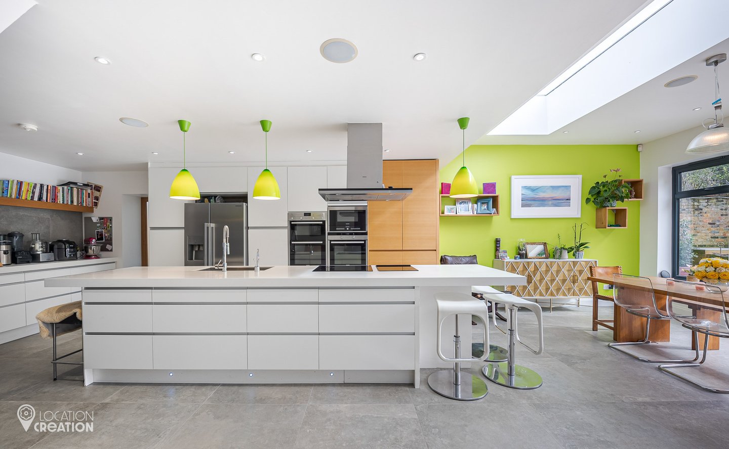 Location Creation Lime And Pink Kitchen Island