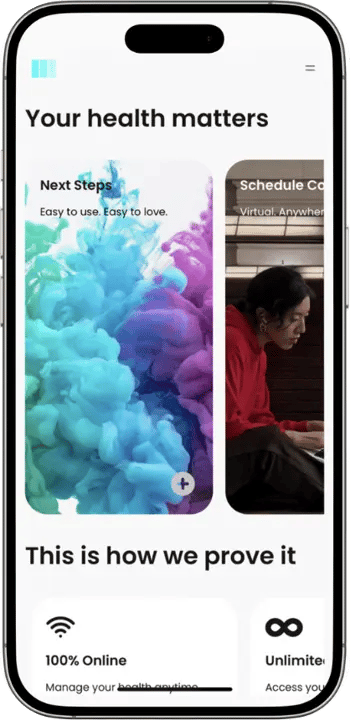 Mobile telemedicine app displayed on smartphone
