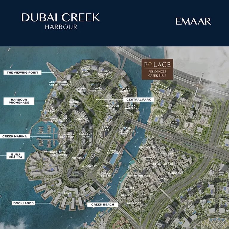 Emaar Palace Residences Creek Blue location image