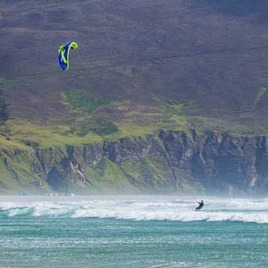 Kiteboarding on Keel Beach, Achill Island, Ireland - photo Pure Magic // Kiterr.com