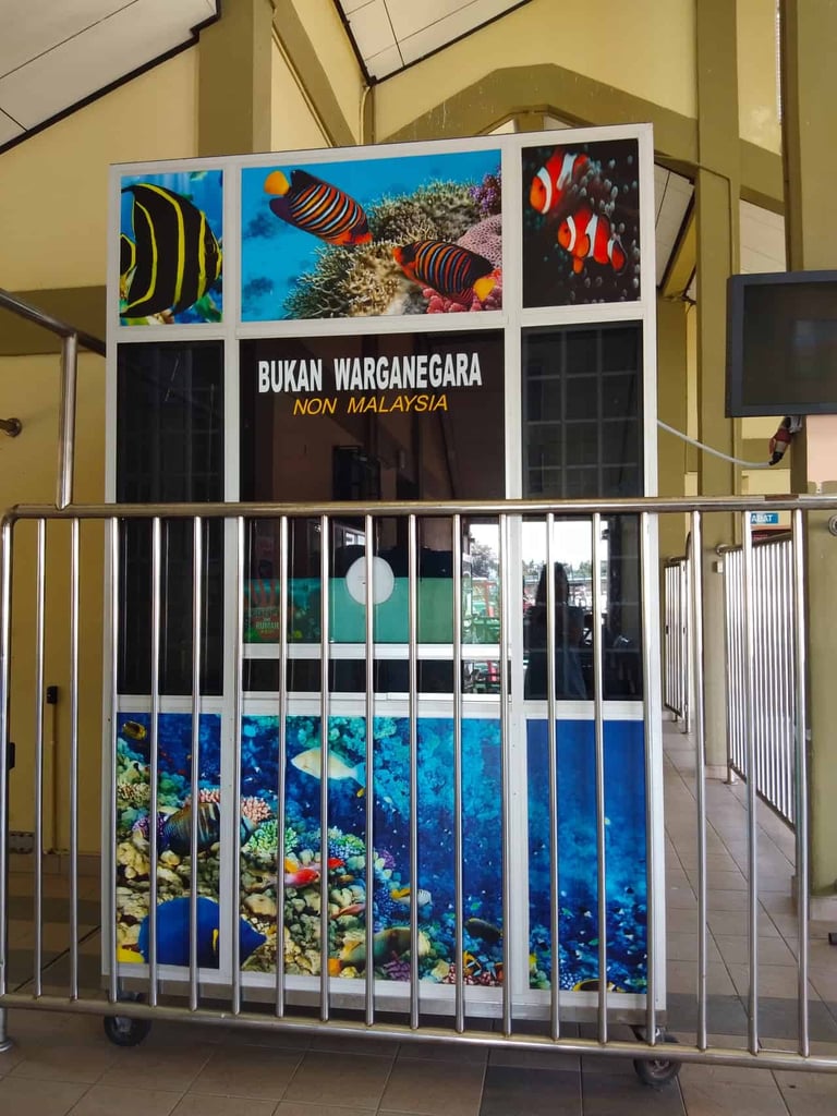 The conservation fee payment booth at Kuala Besut jetty.