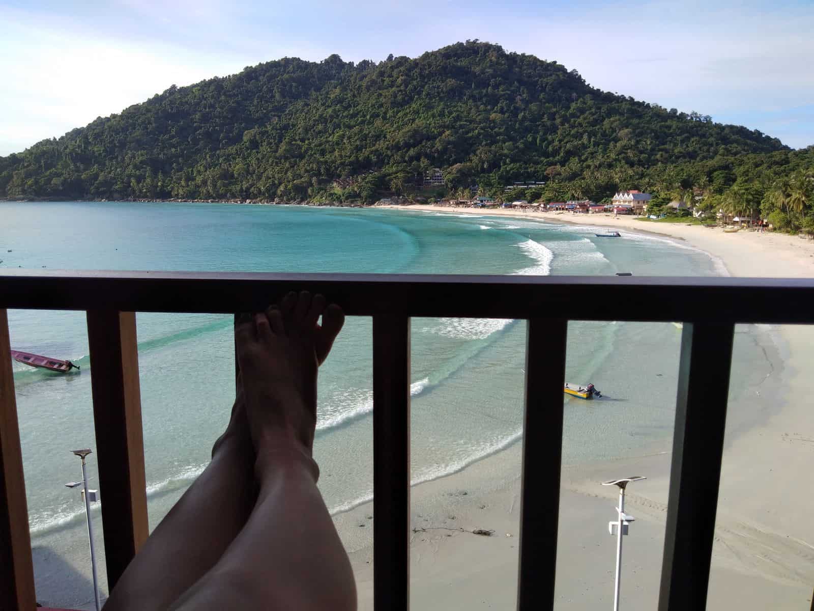 Balcony view at Mimpi Perhentian hotel on Long Beach, Perhentian Kecil.