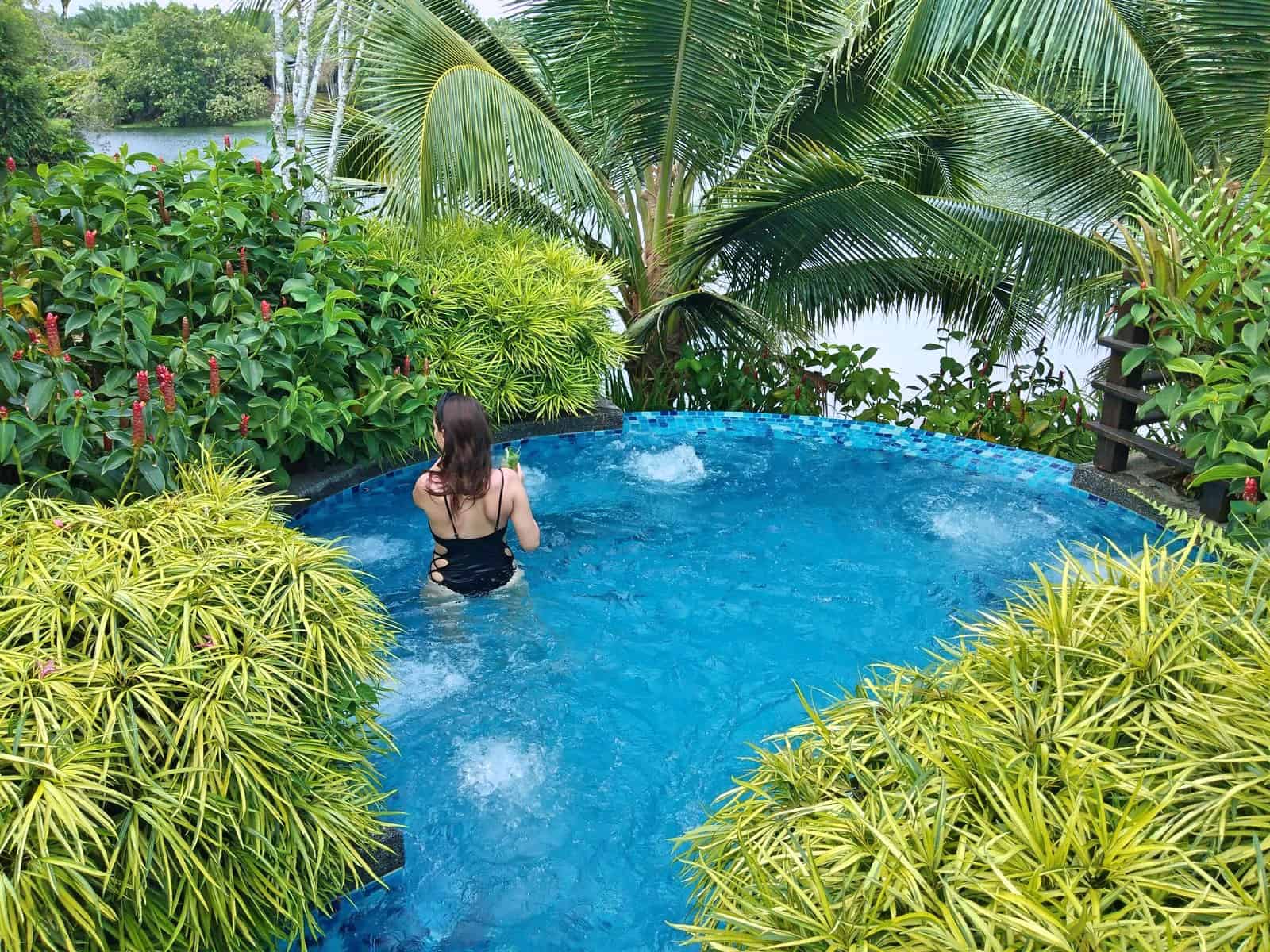 In the jacuzzi at Mangala Resort and Spa in Malaysia // travelmermaid.com