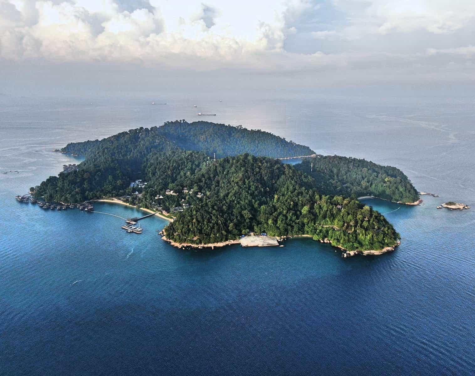 A drone shot of Pangkor Laut Island & Resort in Malaysia // TravelMermaid.com