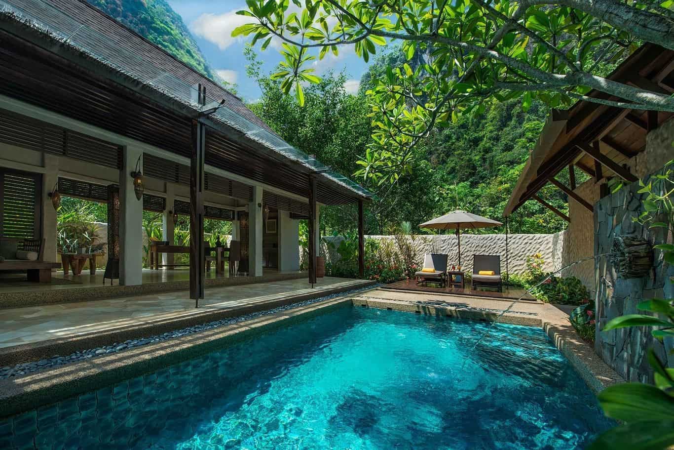private pool garden villa room in a tropical setting at The Banjaran, Ipoh