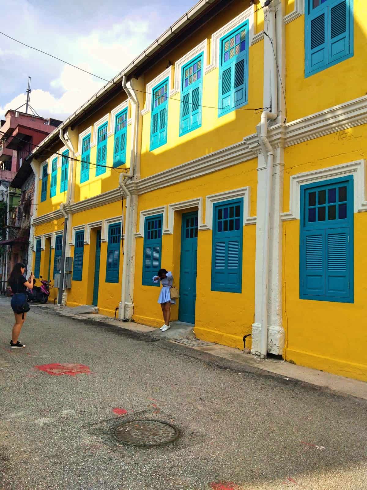 Yellow Chinese Shophouses in Chinatown, Kuala Lumpur