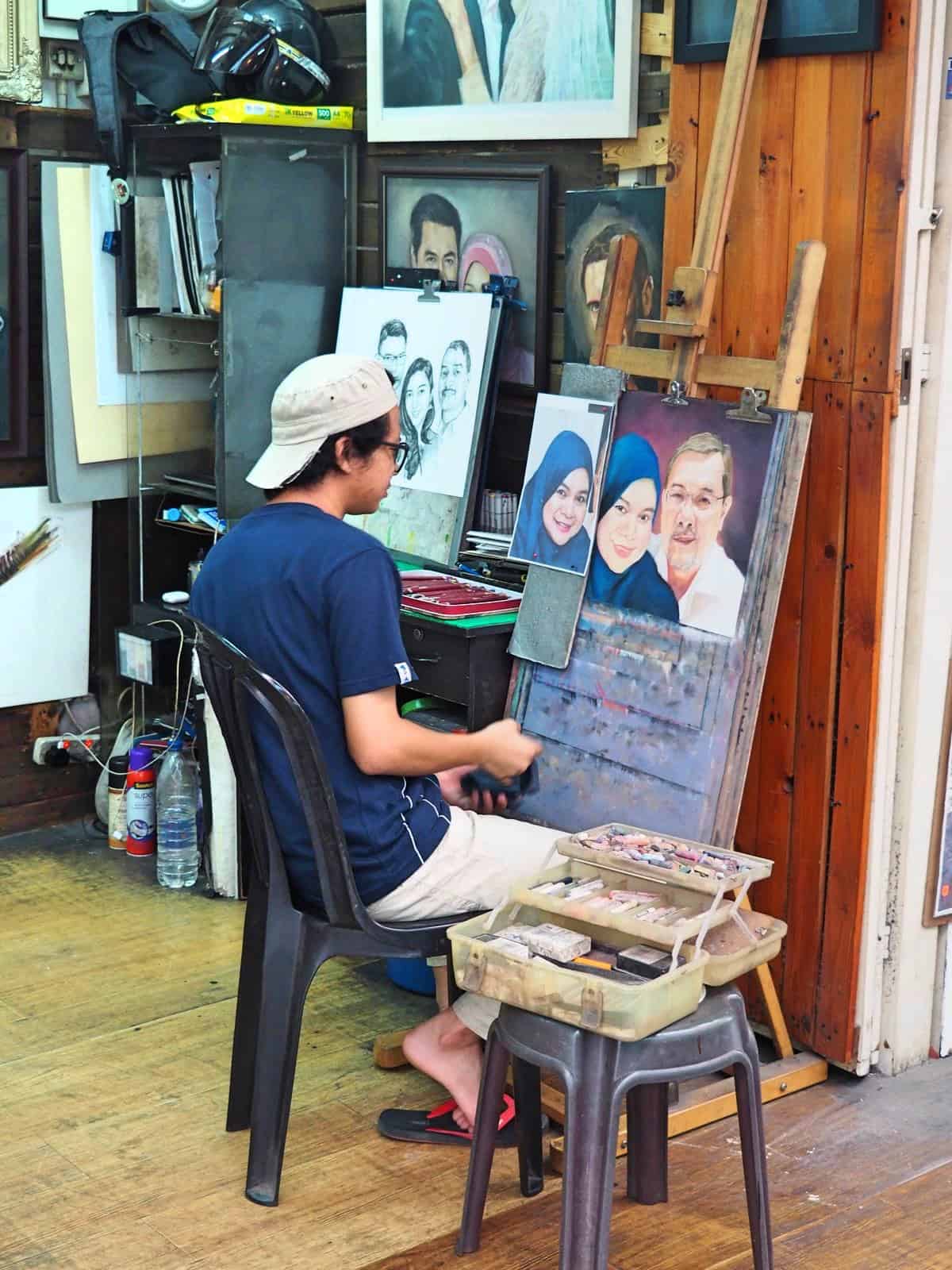 portrait-artist-Central-Market-Chinatown-Kuala Lumpur-Malaysia-Travel-Mermaid