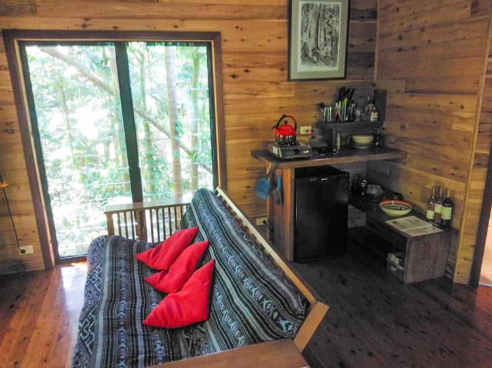 Kitchen and living room area at Wildwood in Cape Tribulation // Travel Mermaid