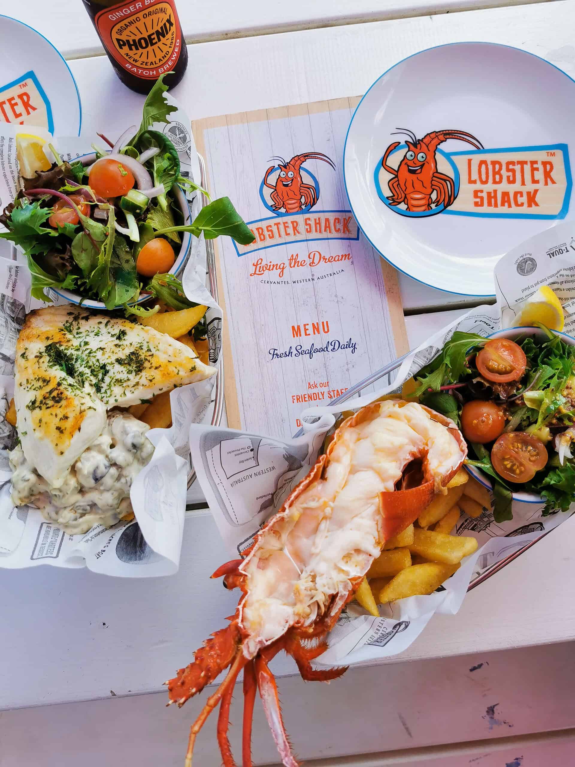 Lobster and chips from The Lobster Shack in Cervantes, Western Australia