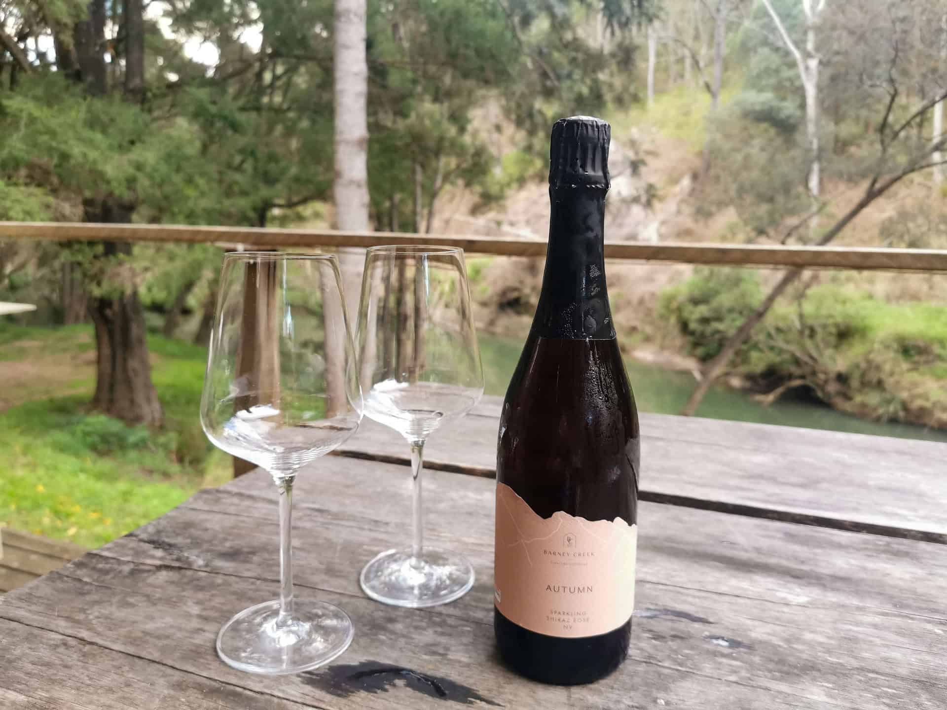 Drinking wine at Barney Creek Vineyard Cottages, Scenic Rim