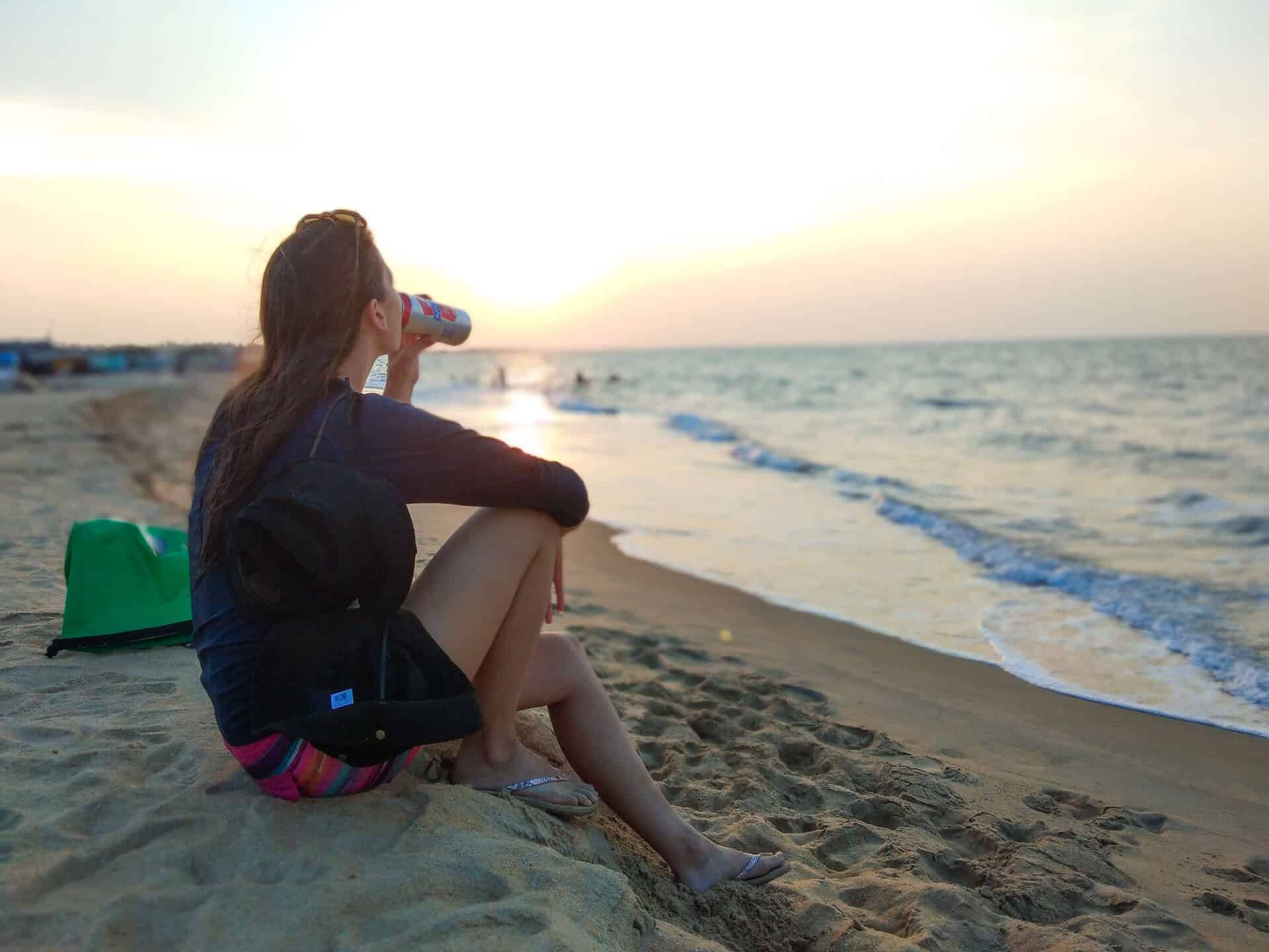 Chilling on the beach at sunset in Kalpitiya, Sri Lanka