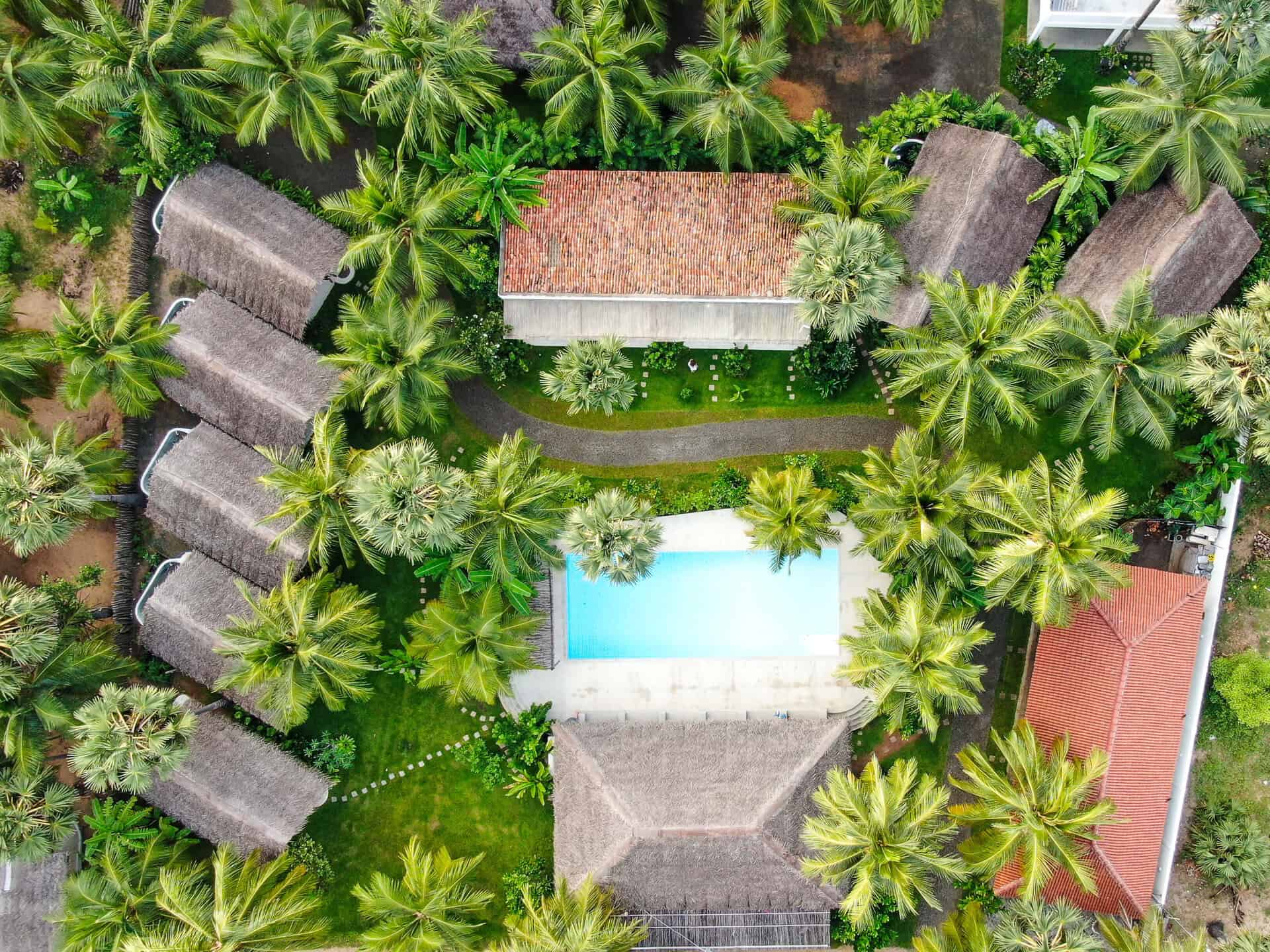 Drone shot of Rascals kite resort in Kalpitiya, Sri Lanka