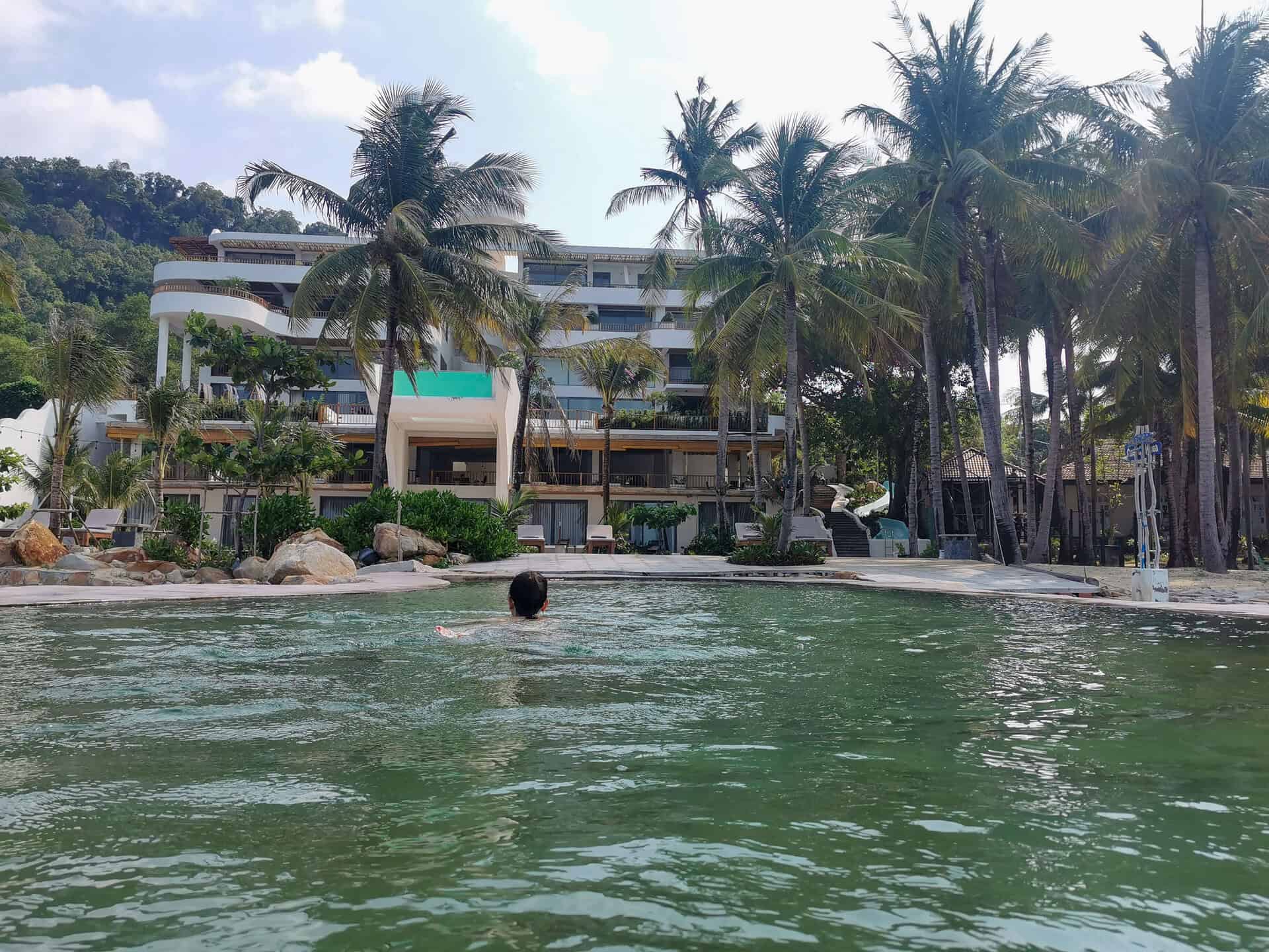 Swimming in the pool at Casa D'Elysea Resort in Phu Quoc, Vietnam
