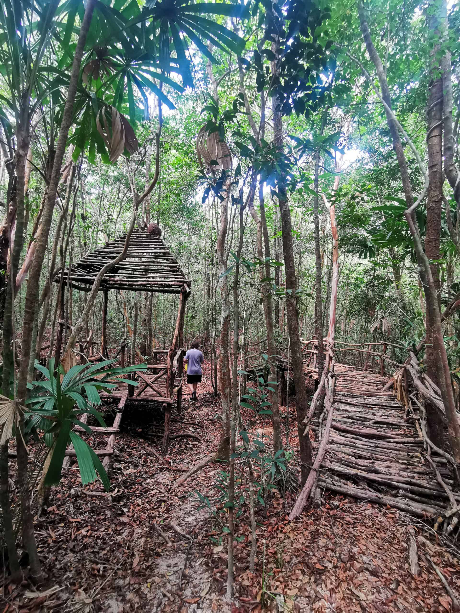 Bamboo structures on the Into The Wild hike in Phu Quoc, Vietnam