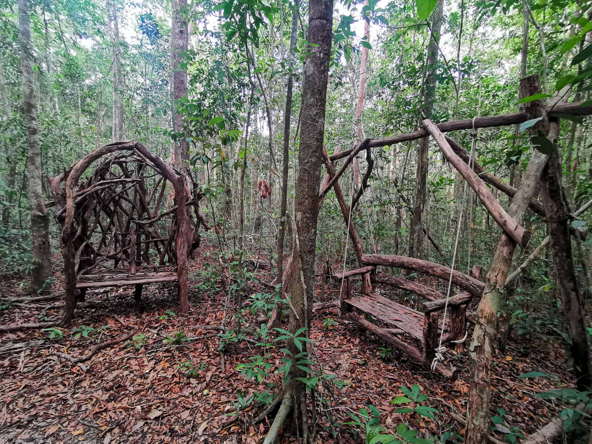 Bamboo structures around the Into The Wild hiking trail in Phu Quoc, Vietnam
