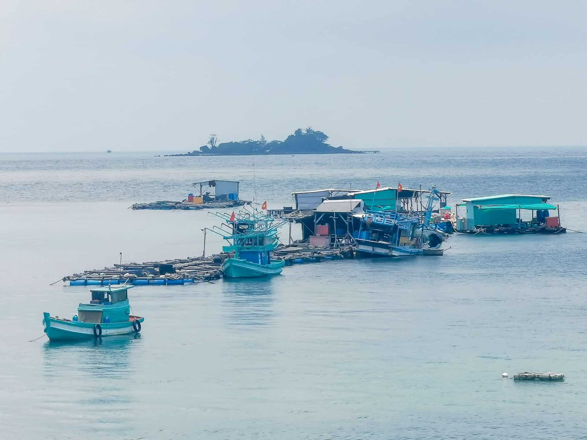 moored fishing boats on Phu Quoc, Vietnam