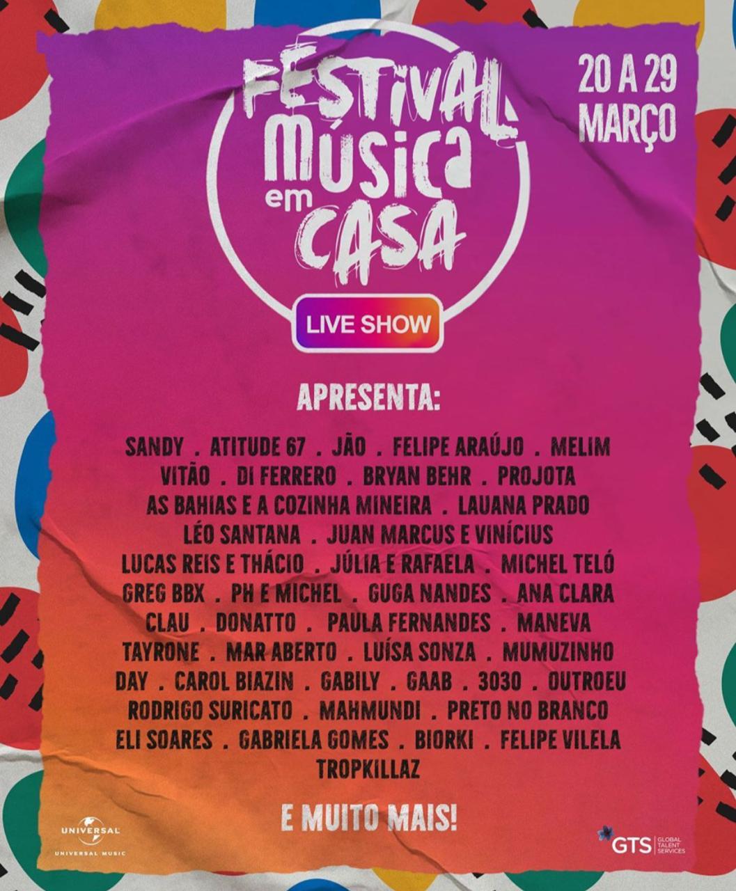 Festival Música em Casa: Universal Music ajuda a conter coronavírus