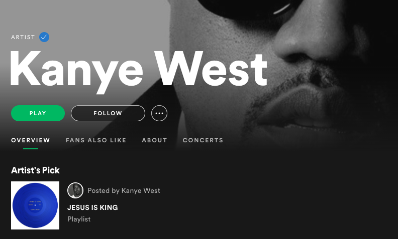 Perfil de Kanye West atualiza playlist homônima ao álbum