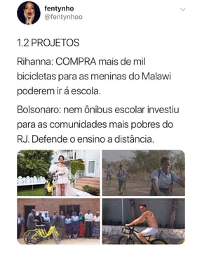 Como Rihanna consegue ajudar mais pessoas sendo artista do que Bolsonaro como presidente; compare