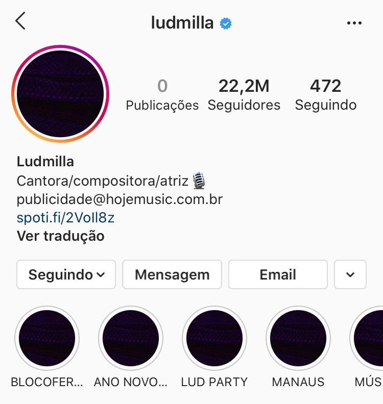 Ludmilla faz apagão nas redes sociais para início de nova era