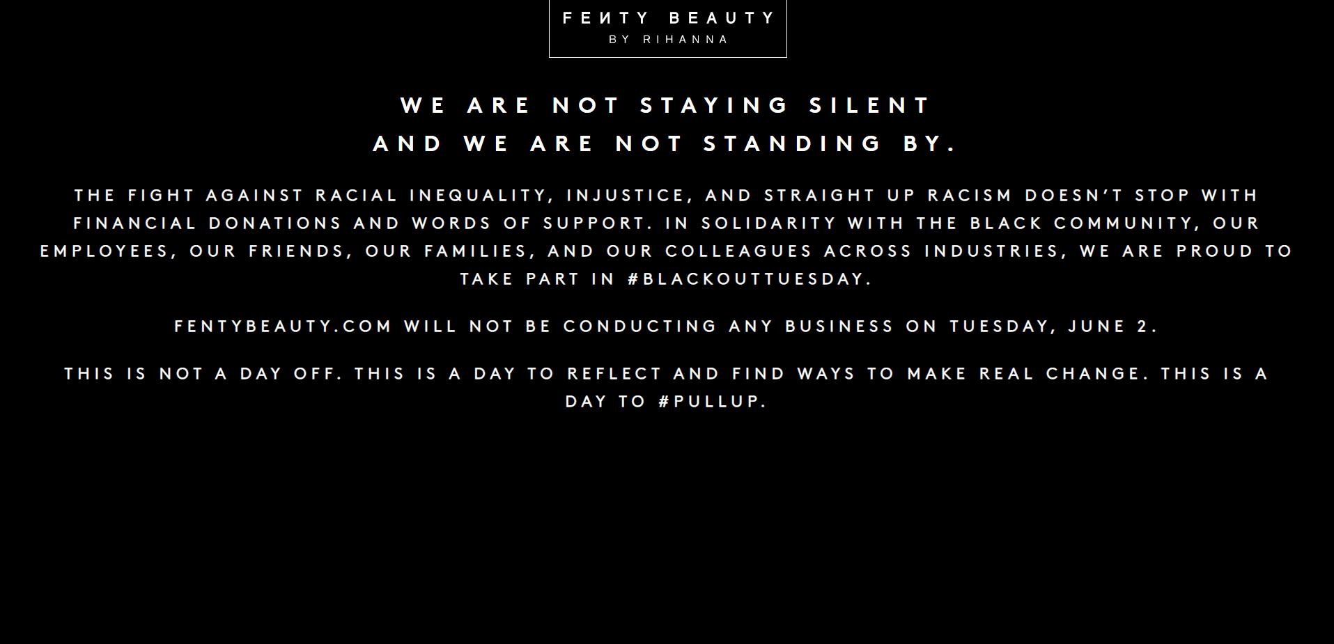 Site da marca Fenty Beauty.