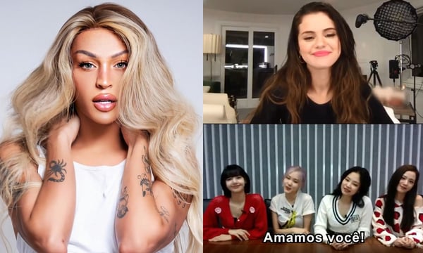 Pabllo Vittar recebe vídeo com mensagem do BLACKPINK e Selena Gomez