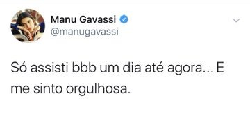 Tweets de Manu Gavassi sobre ‘BBB’ ressurgem na internet: "Só assisti bbb um dia.. e me sinto orgulhosa"