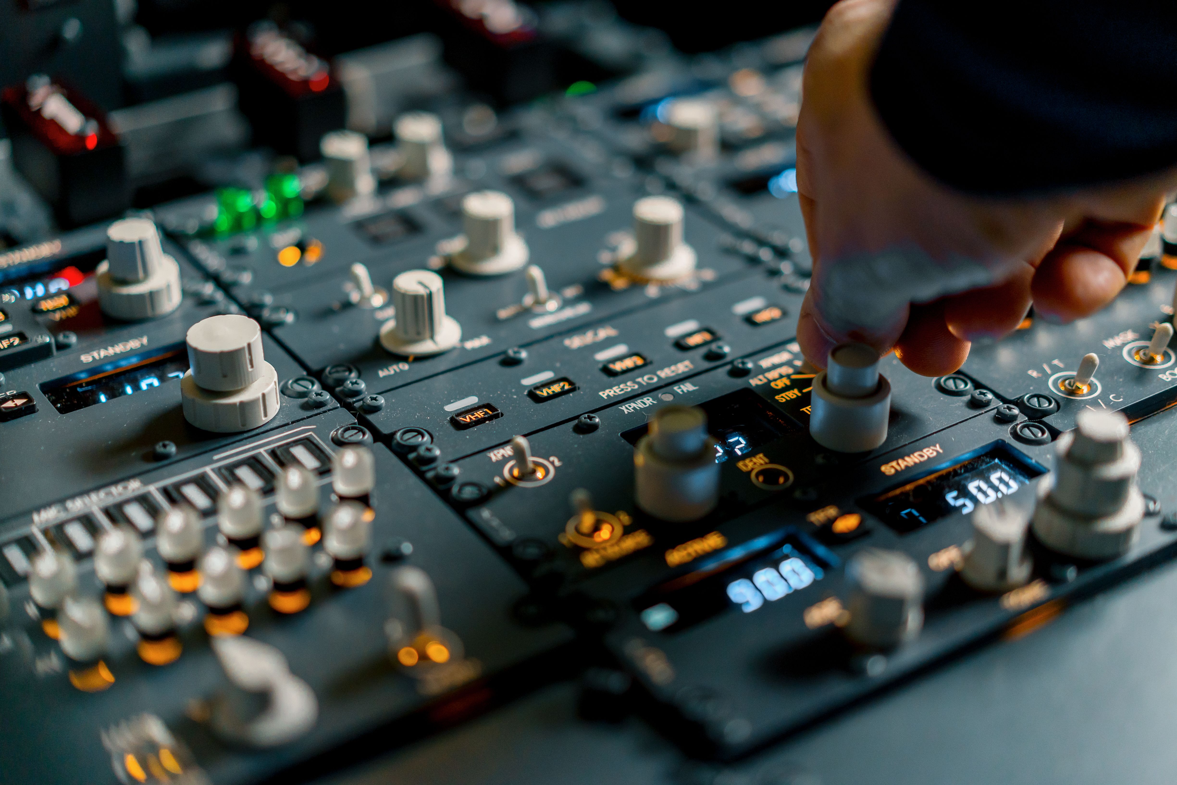 System control switches in Boeing 737 simulator