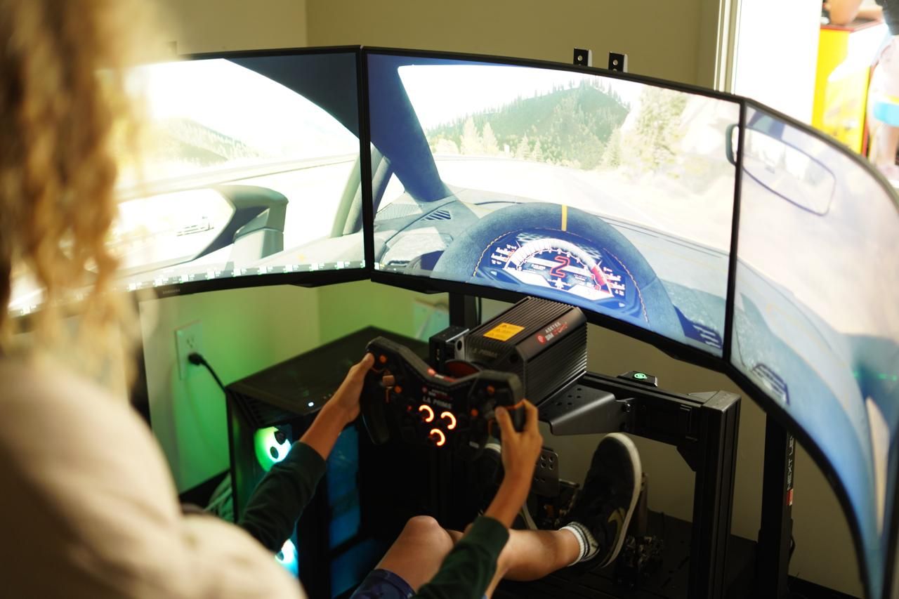 Formula 1 simulator triple monitor display setup