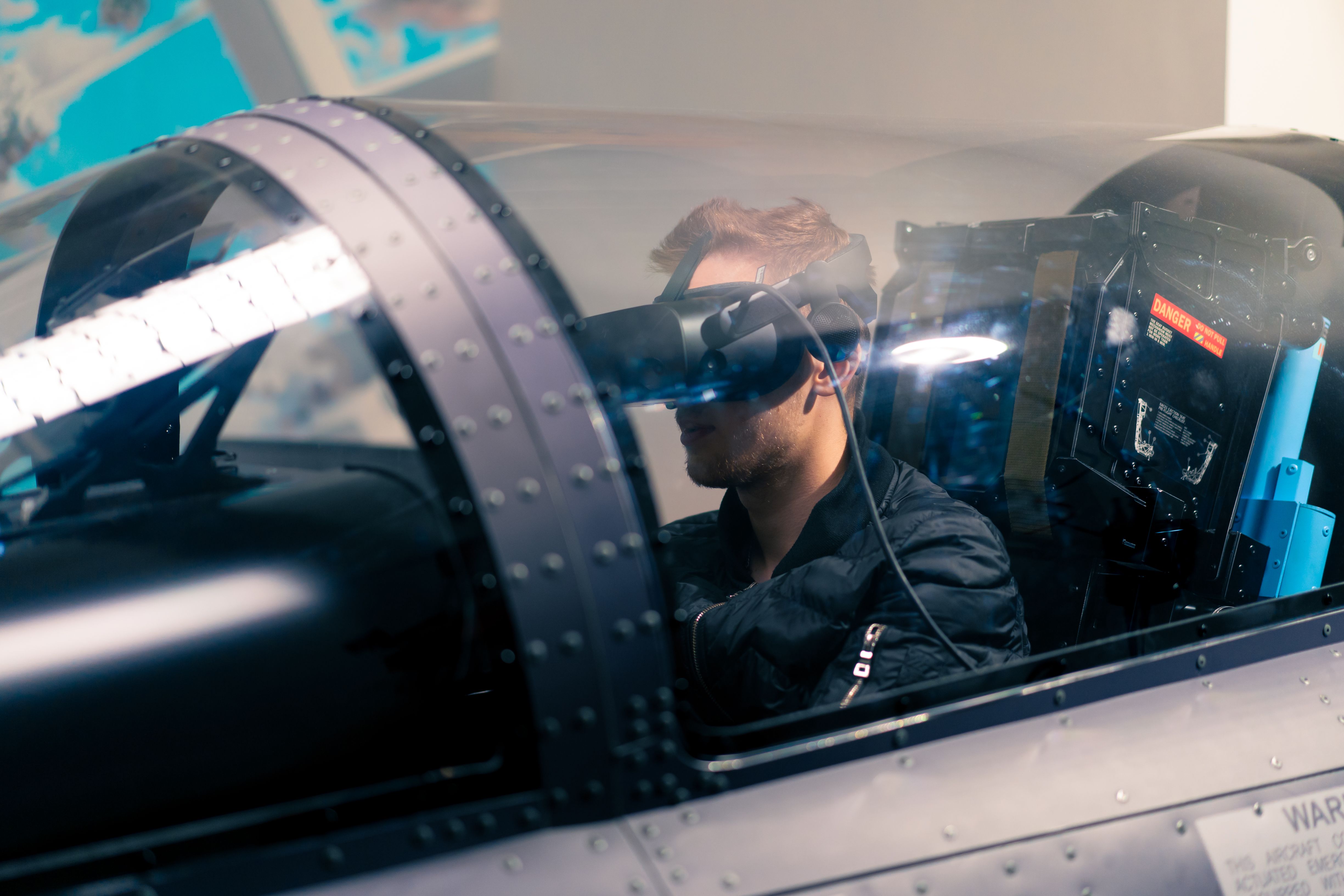 F/A-18 Hornet aircraft cockpit simulator interior