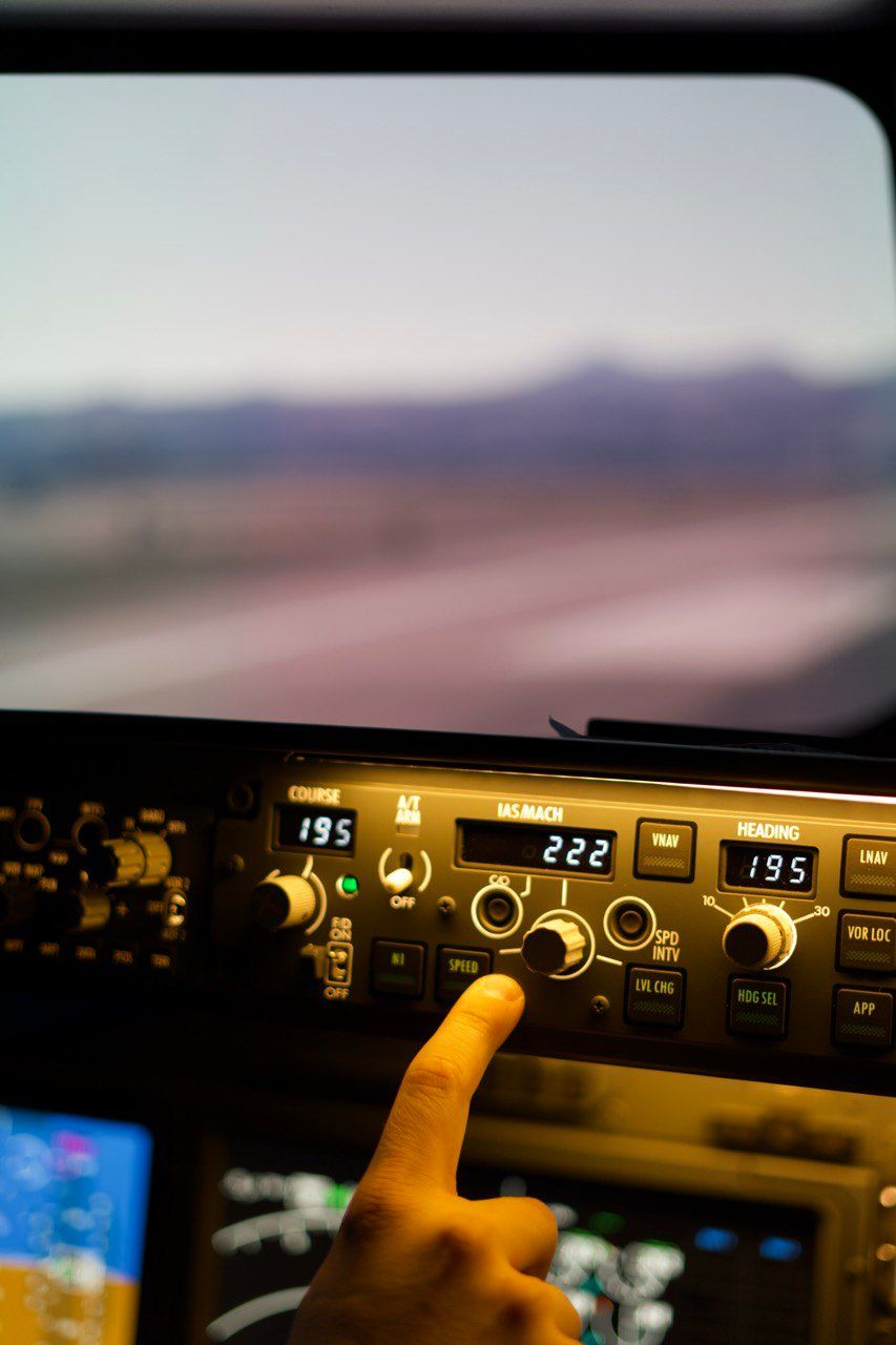 Mode Control Panel (MCP) in Boeing 737 simulator