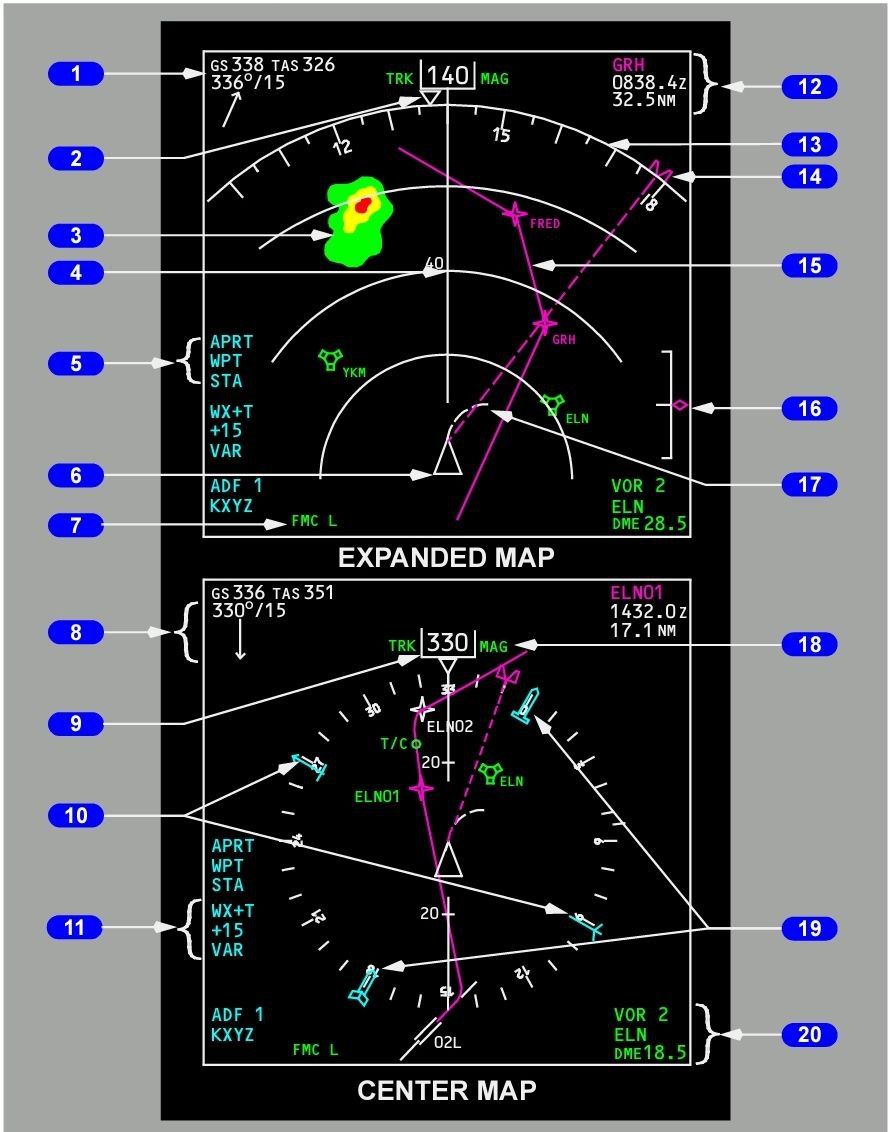 Навігаційний дисплей літака - ND прилад кабіни