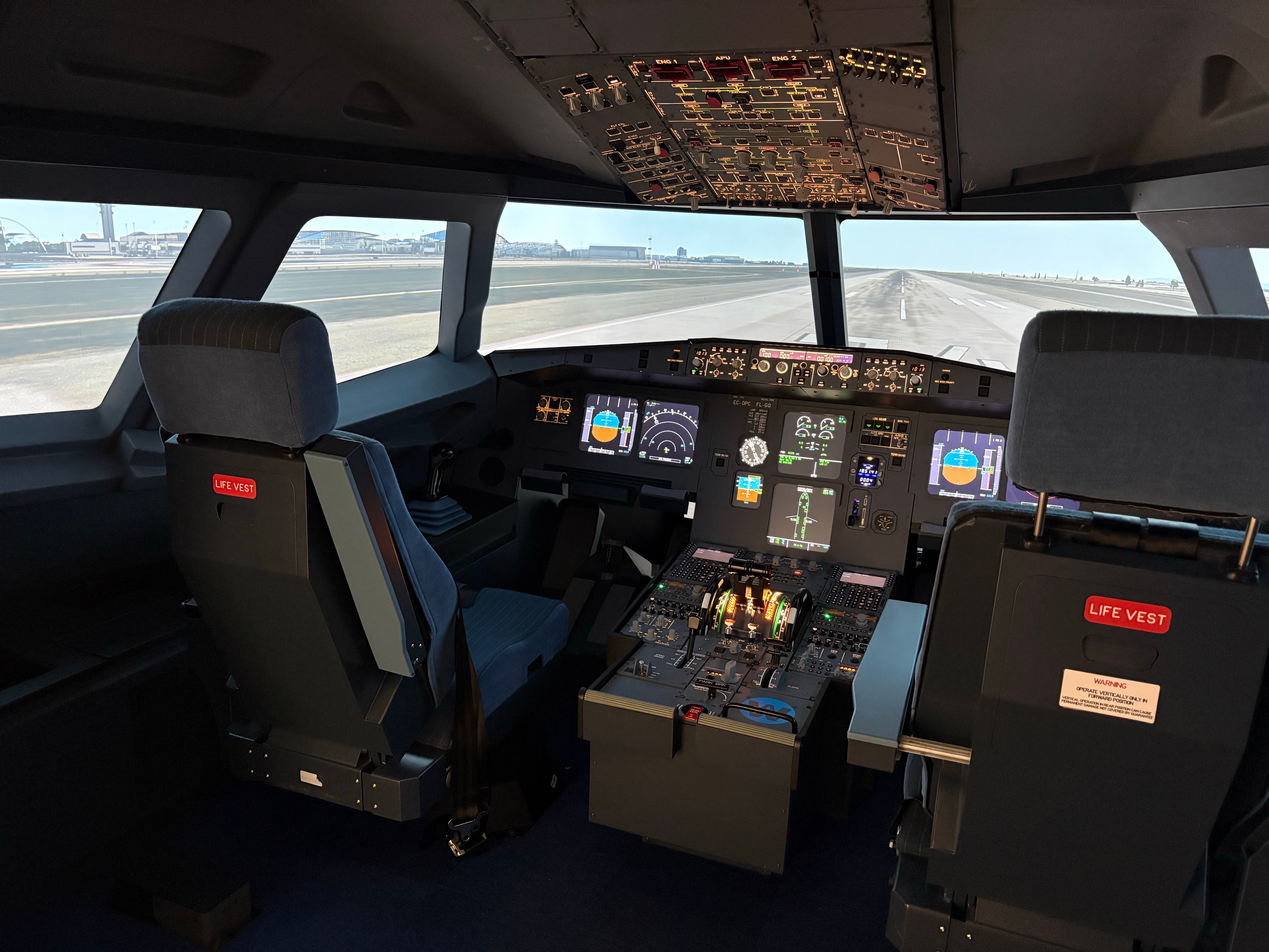 Airbus A320 simulator cockpit view