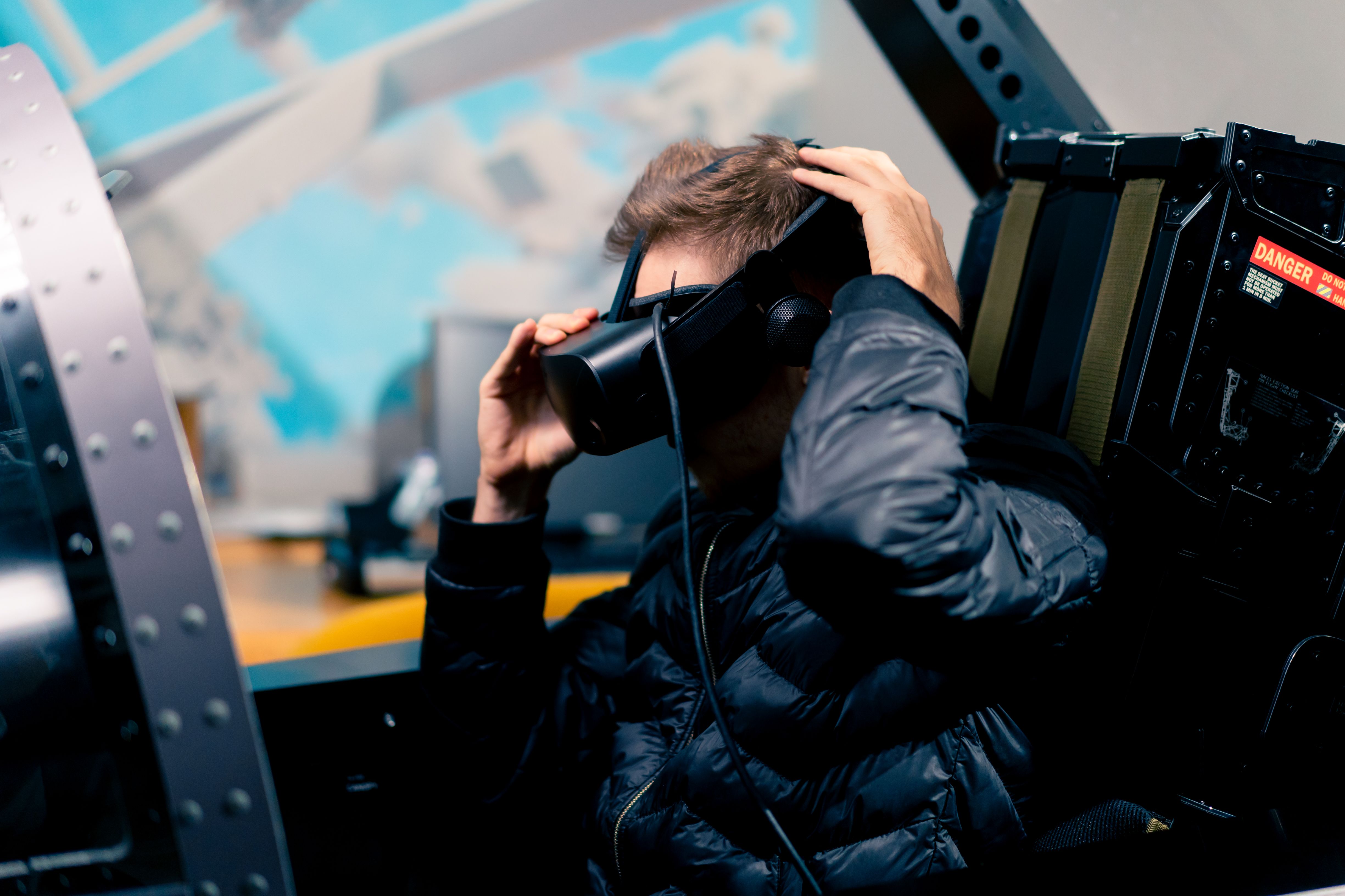 Virtual reality testing in F/A-18 Hornet simulator