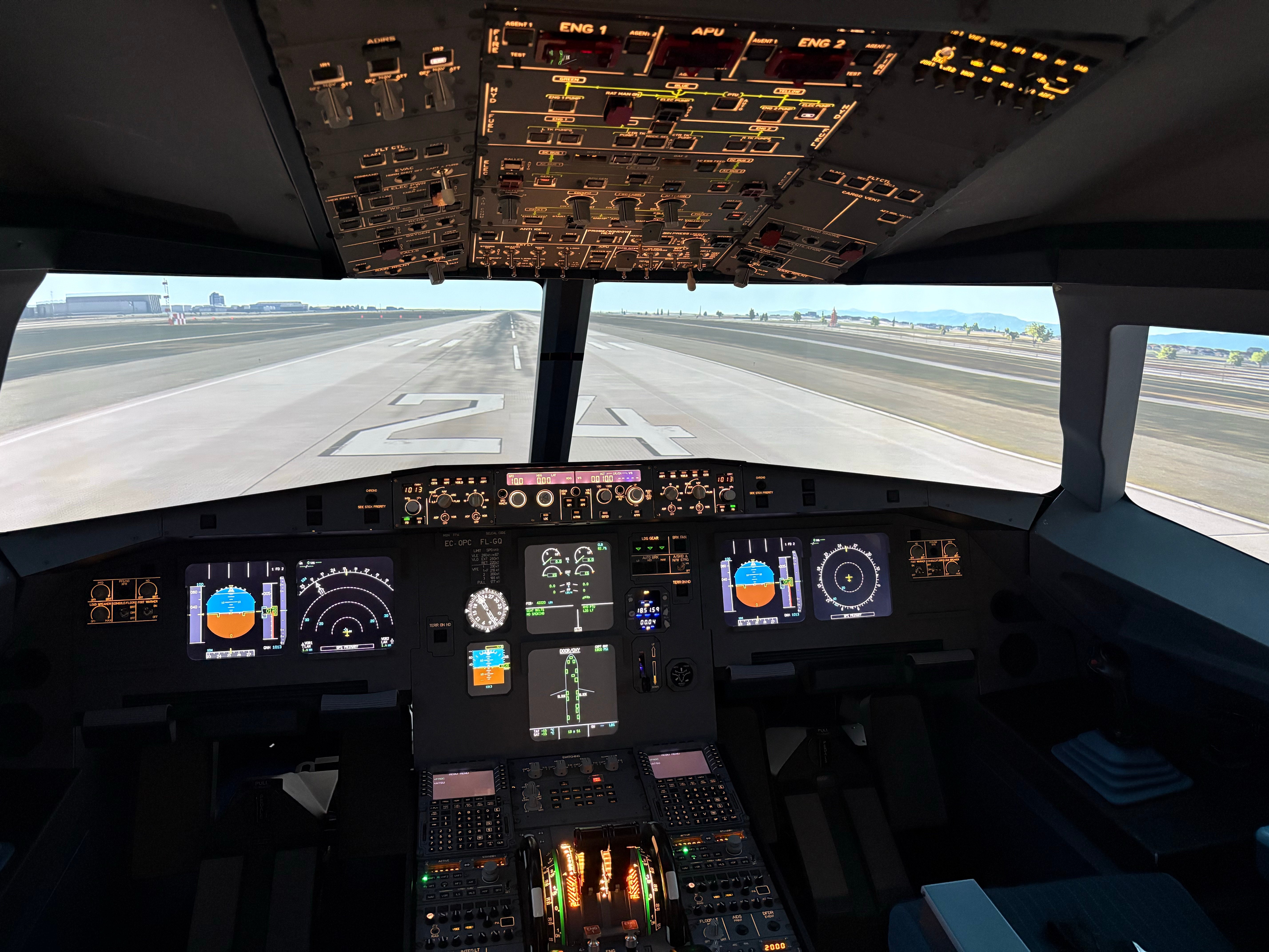 Airbus A320 simulator ready for takeoff