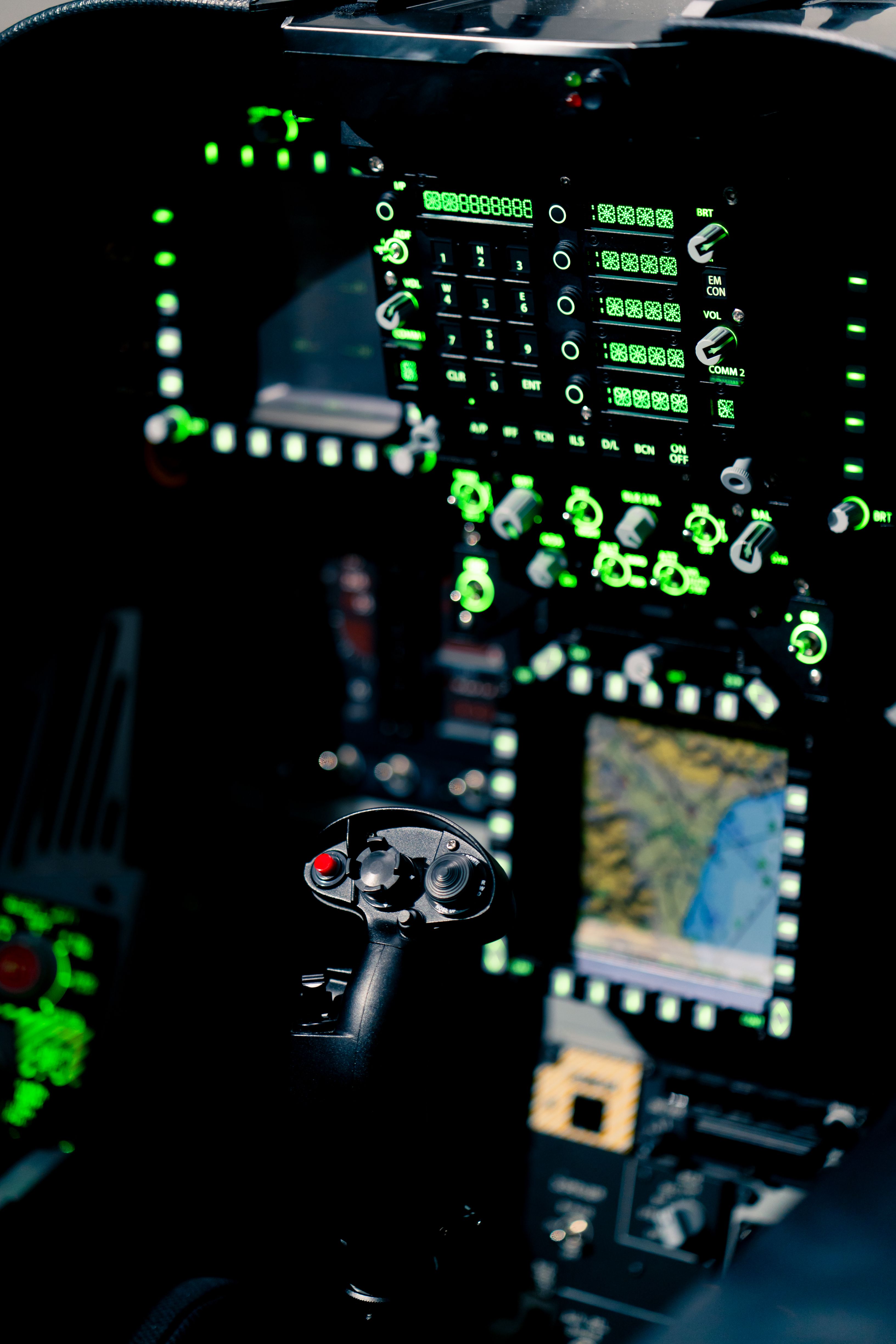 Overhead control systems panel in F/A-18 Hornet simulator
